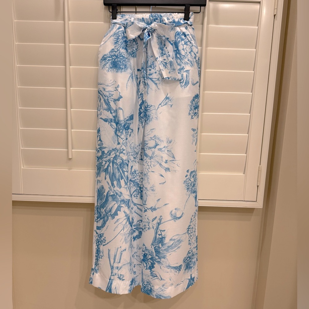 Chicwish Floral Blue and White Wide-Leg Pants